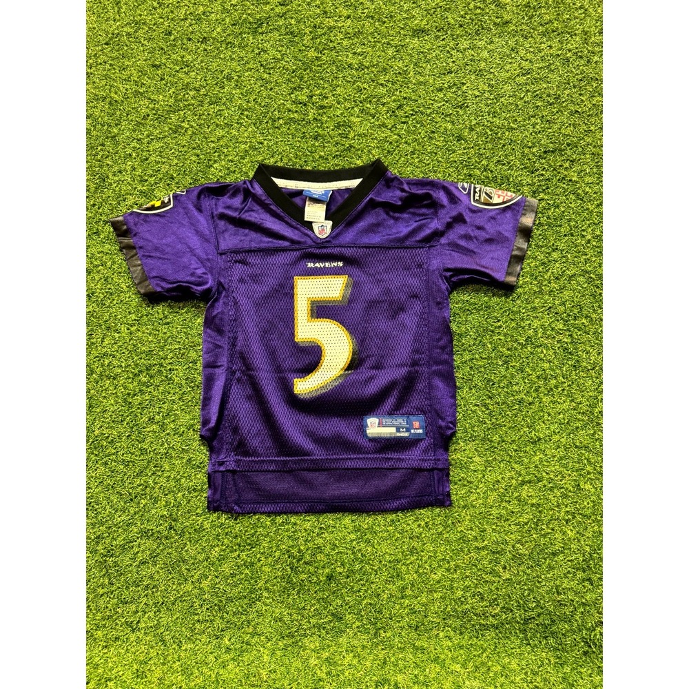 VTG Reebok Jersey Kids M(5-6) Purple Baltimore Ravens Joe Flacco #5 NFL On Field